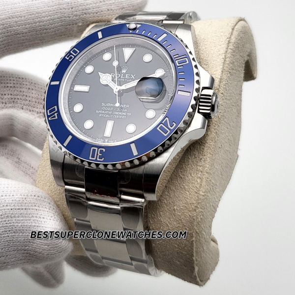 Rolex Submariner Date 18ct White Gold Blue Ceramic Bezel 3235 Swiss Super Clone Watch Ref-126619LB - Image 2