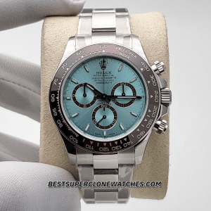 Rolex Daytona Platinum Ice Blue Dial 40mm 4131 Swiss Super Clone Watch Ref-126506
