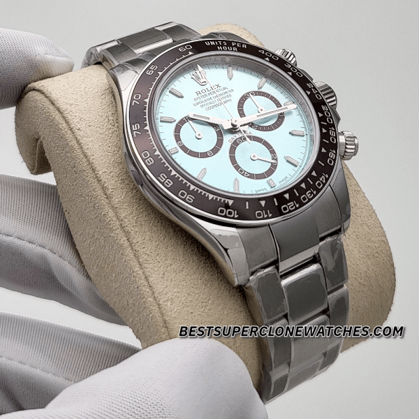 Rolex Daytona Platinum Ice Blue Dial 40mm 4131 Swiss Super Clone Watch Ref-126506 - Image 3