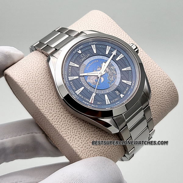 Omega Seamaster Aqua Terra Steel on Steel 150m Co-Axial Master Chronometer GMT Worldtimer 8938 Swiss Super Clone Watch Ref-220.10.43.22.03.001 - Image 3