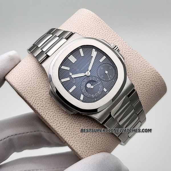 Patek Philippe Nautilus Moon Phase Power Reserve Black-Blue Dial 240 PS IRM CLU Swiss Super Clone Watch Ref-5712/1A-001 - Image 3