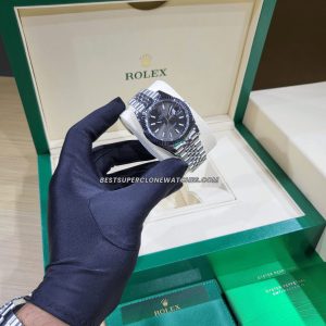 Replica Rolex Datejust 126334 with Oystersteel and white gold, bright black dial, and 3235 movement