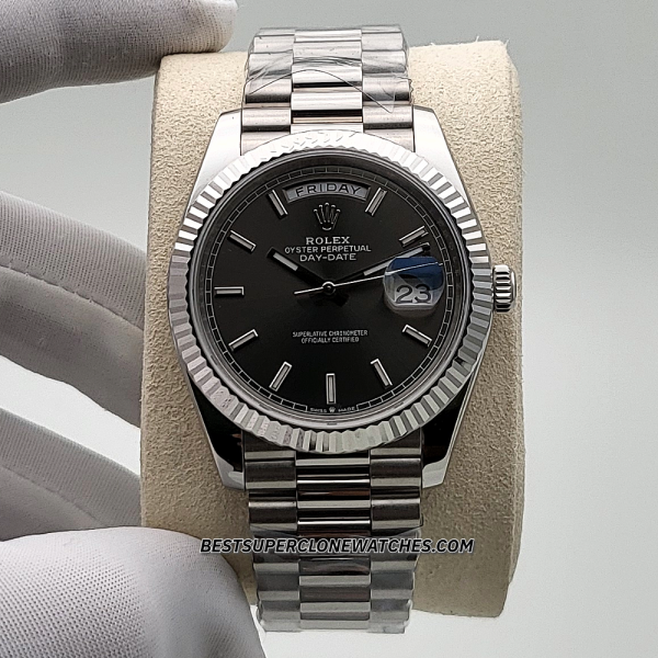 Rolex Day-Date Oyster White Gold Slate Dial 3255 Swiss Super Clone Watch Ref-228239