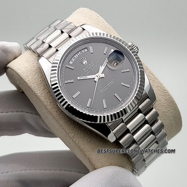 Rolex Day-Date Oyster White Gold Slate Dial 3255 Swiss Super Clone Watch Ref-228239 - Image 3