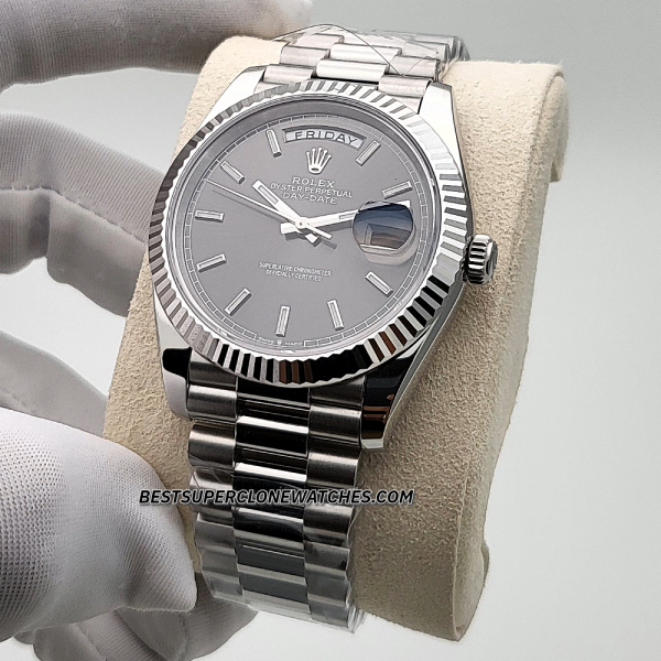 Rolex Day-Date Oyster White Gold Slate Dial 3255 Swiss Super Clone Watch Ref-228239 - Image 2