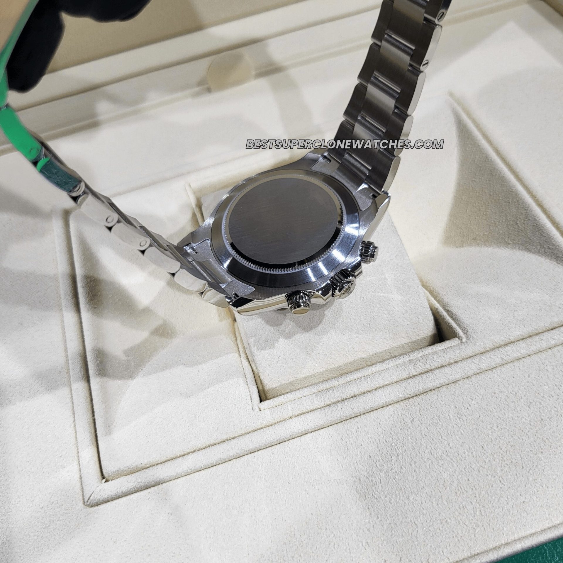 Rolex Daytona Swiss super clone with white panda dial and stainless steel case