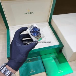 Super clone Rolex Oyster Perpetual 124300 with vibrant bright blue dial and stainless steel case