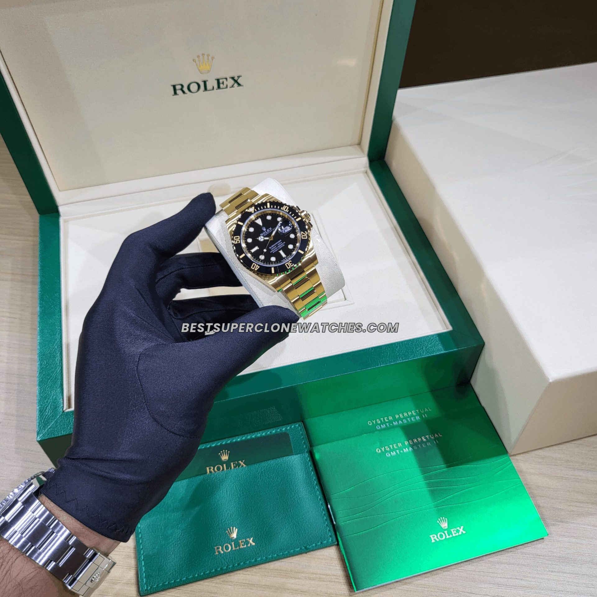 Replica Rolex Submariner 126618LN black dial model with luminous hour markers