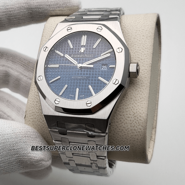 Audemars Piguet Royal Oak Stainless Steel Blue Dial 3120 Swiss Super Clone Watch Ref-15400ST.OO.1220ST.03 - Image 2