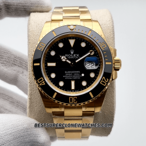 Rolex Submariner Date 18ct Yellow Gold Black Dial 3235 Swiss Super Clone Watch Ref-126618LN