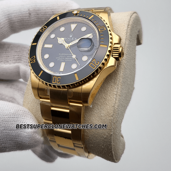 Rolex Submariner Date 18ct Yellow Gold Black Dial 3235 Swiss Super Clone Watch Ref-126618LN - Image 2