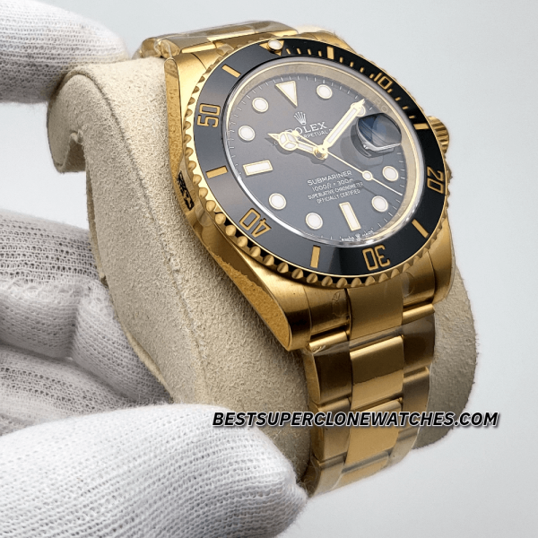 Rolex Submariner Date 18ct Yellow Gold Black Dial 3235 Swiss Super Clone Watch Ref-126618LN - Image 3