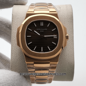 Patek Philippe Nautilus 18kt Rose Gold Brown Dial 324 S C Swiss Super Clone Watch Ref-5711/1R-001