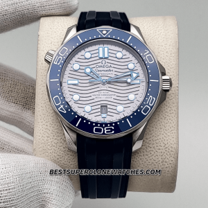 Omega Seamaster Diver 300M Steel On Rubber Strap Grey Dial 8800 Swiss Super Clone Watch Ref-210.32.42.20.06.001