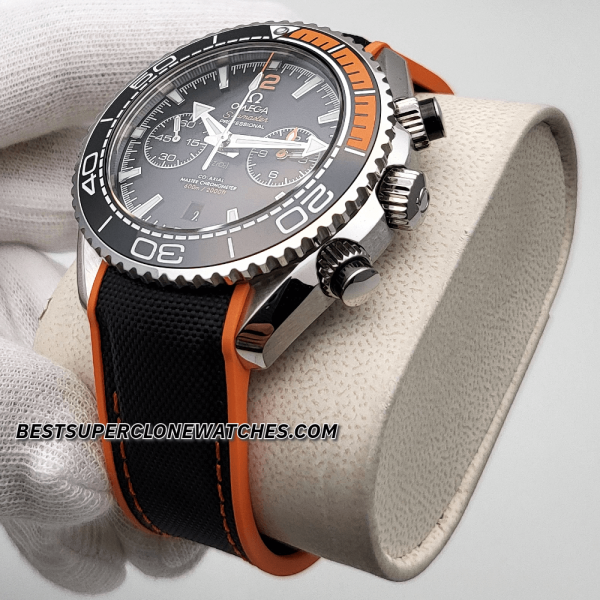 Omega Seamaster Planet Ocean 600M Chronograph Steel On Rubber Strap Black Dial 9900 Swiss Super Clone Watch Ref-215.32.46.51.01.001 - Image 2