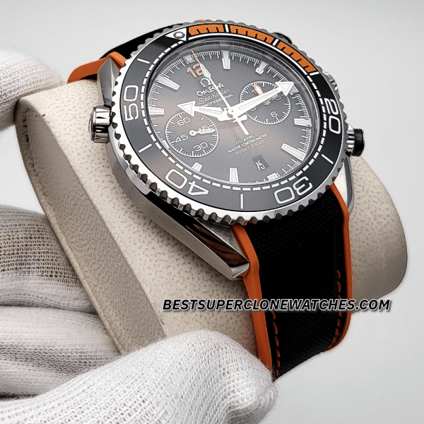 Omega Seamaster Planet Ocean 600M Chronograph Steel On Rubber Strap Black Dial 9900 Swiss Super Clone Watch Ref-215.32.46.51.01.001 - Image 3