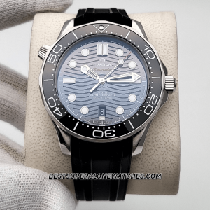 Omega Seamaster Diver 300M Steel On Rubber Strap Black Dial 8800 Swiss Super Clone Watch Ref-210.32.42.20.01.001