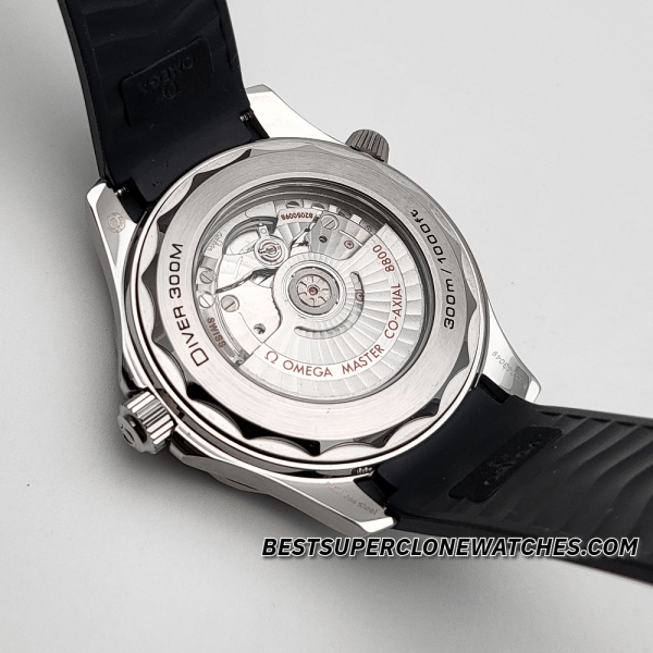 Omega Seamaster Diver 300M Steel On Rubber Strap Black Dial 8800 Swiss Super Clone Watch Ref-210.32.42.20.01.001 - Image 5