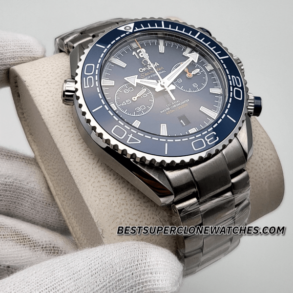 Omega Seamaster Planet Ocean 600M Chronograph Steel On Steel Blue Dial 9900 Swiss Super Clone Watch Ref-215.30.46.51.03.001 - Image 3