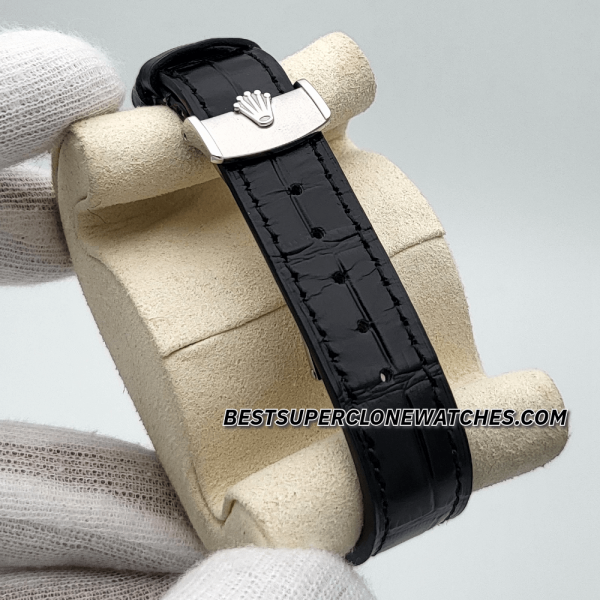 Rolex 1908 18kt White Gold Intense Black Dial Alligator Strap 7140 Swiss Super Clone Watch Ref-52509 - Image 4