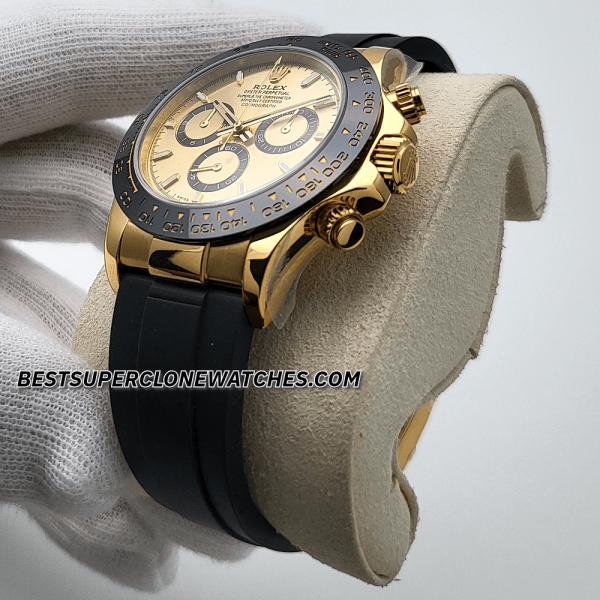 Rolex Daytona 18kt Yellow Gold Oysterflex Golden Dial 4131 Swiss Super Clone Watch Ref-126518LN - Image 2