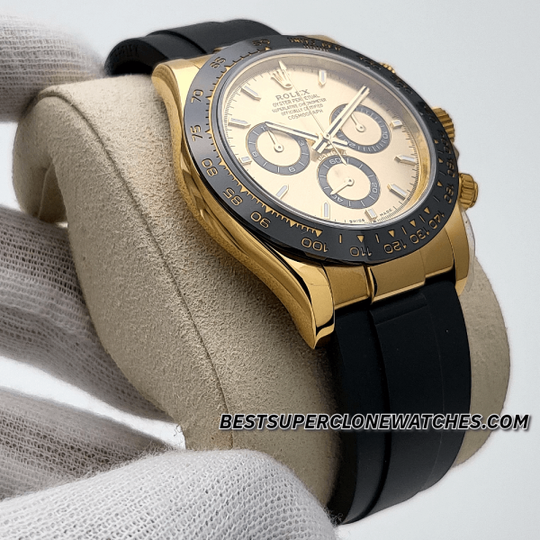 Rolex Daytona 18kt Yellow Gold Oysterflex Golden Dial 4131 Swiss Super Clone Watch Ref-126518LN - Image 3