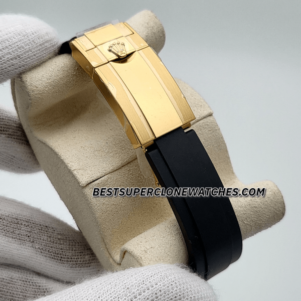Rolex Daytona 18kt Yellow Gold Oysterflex Golden Dial 4131 Swiss Super Clone Watch Ref-126518LN - Image 4