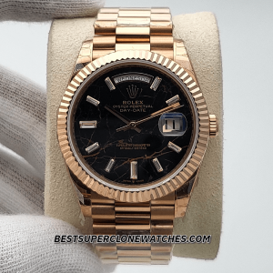 Rolex Day-Date Everose Gold Eisenkiesel with Diamonds Set Dial 3255 Swiss Super Clone Watch Ref-228235