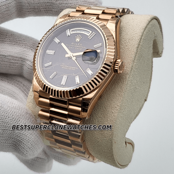 Rolex Day-Date Everose Gold Eisenkiesel with Diamonds Set Dial 3255 Swiss Super Clone Watch Ref-228235 - Image 2