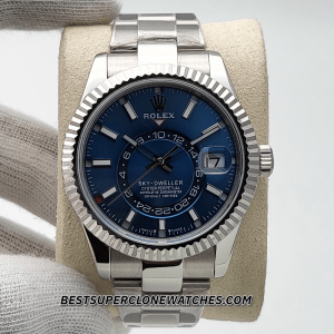 Rolex Sky-Dweller Oystersteel and White Gold Bright Blue Dial 9002 Swiss Super Clone Watch Ref-336934