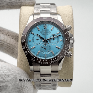 Rolex Daytona Platinum Ice Blue Dial With Diamond 4130 Swiss Super Clone Watch Ref-116506LN
