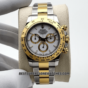 Rolex Daytona Yellow Rolesor White Dial 4131 Swiss Super Clone Watch Ref-126503