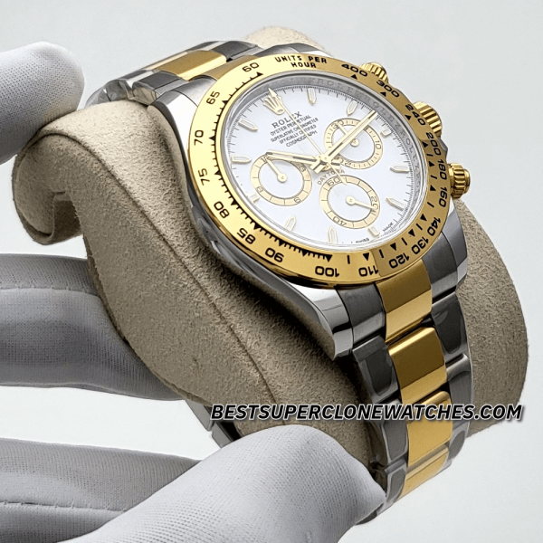 Rolex Daytona Yellow Rolesor White Dial 4131 Swiss Super Clone Watch Ref-126503 - Image 3