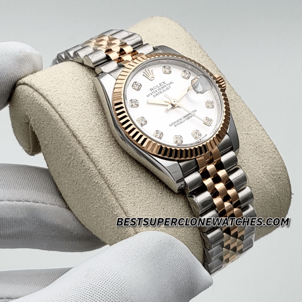 Rolex Datejust Oystersteel and Everose Gold Diamonds Set Silver Dial 31mm 2236 Swiss Super Clone Watch Ref-278271 - Image 3
