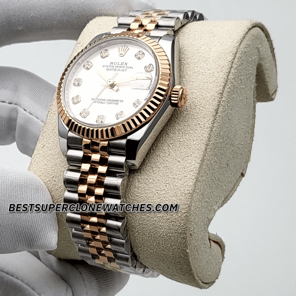 Rolex Datejust Oystersteel and Everose Gold Diamonds Set Silver Dial 31mm 2236 Swiss Super Clone Watch Ref-278271 - Image 2