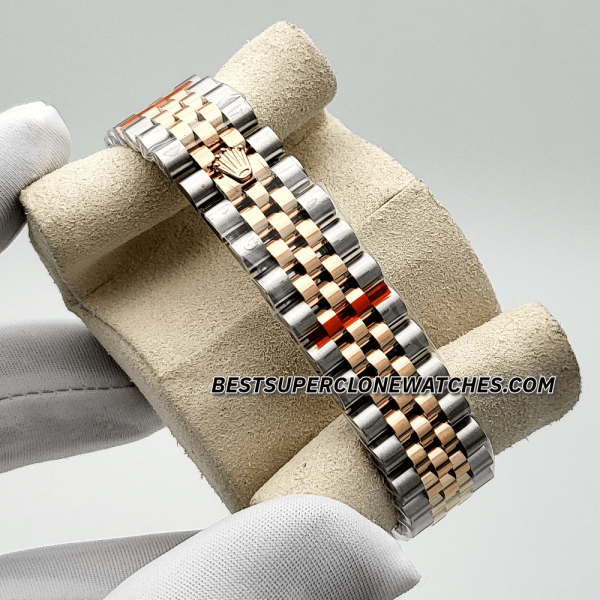 Rolex Datejust Oystersteel and Everose Gold Diamonds Set White Mother-of-Pearl Dial 31mm 2236 Swiss Super Clone Watch Ref-278381RBR - Image 4