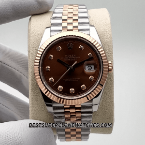 Rolex Datejust Oystersteel and Everose Gold Chocolate with Diamonds Set Dial 3235 Swiss Super Clone Watch Ref-126331