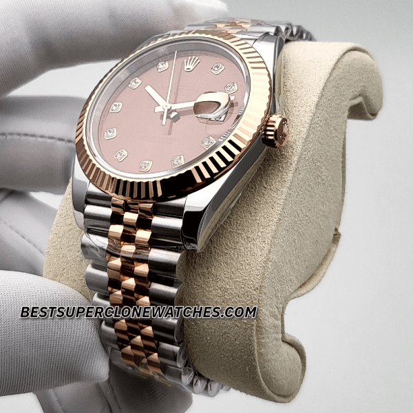 Rolex Datejust Oystersteel and Everose Gold Chocolate with Diamonds Set Dial 3235 Swiss Super Clone Watch Ref-126331 - Image 2