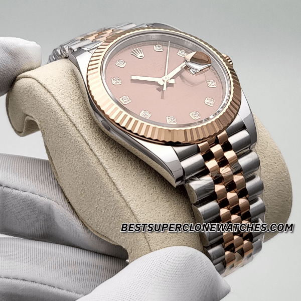 Rolex Datejust Oystersteel and Everose Gold Chocolate with Diamonds Set Dial 3235 Swiss Super Clone Watch Ref-126331 - Image 3