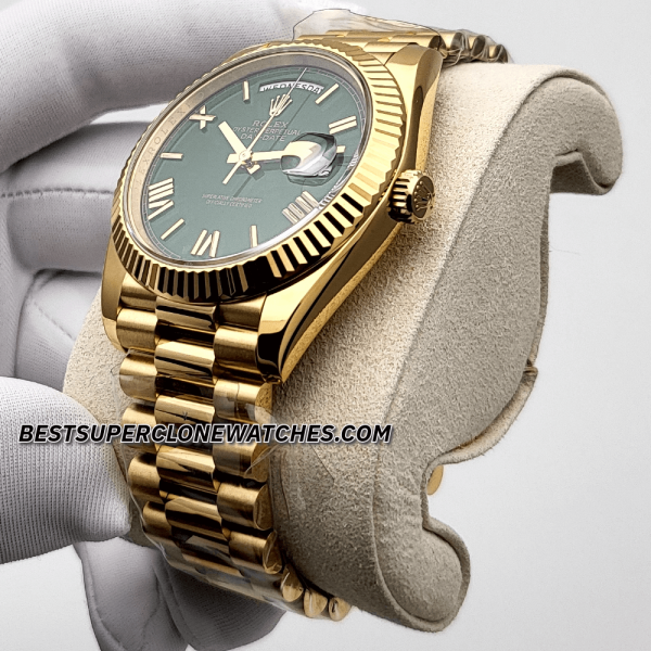 Rolex Day-Date 18kt Yellow Gold Green Dial 3255 Swiss Super Clone Watch Ref-228238 - Image 2