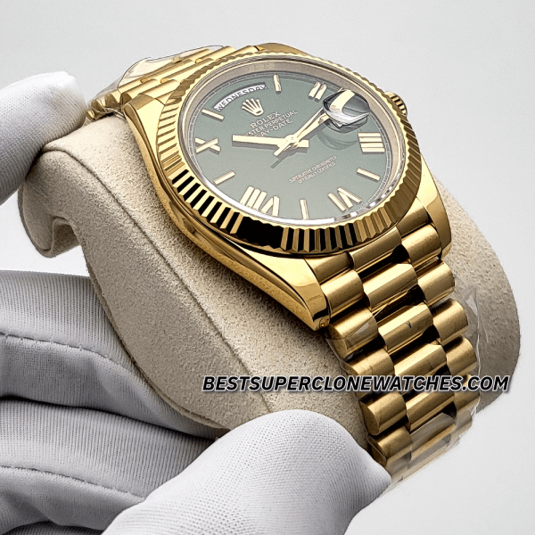 Rolex Day-Date 18kt Yellow Gold Green Dial 3255 Swiss Super Clone Watch Ref-228238 - Image 3