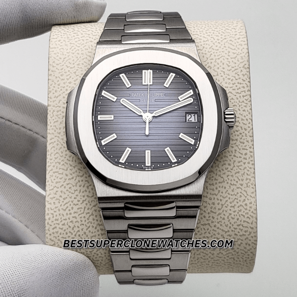 Patek Philippe Nautilus White Gold Sunburst Blue Dial 26-330 S C Swiss Super Clone Watch Ref-5811/1G-001