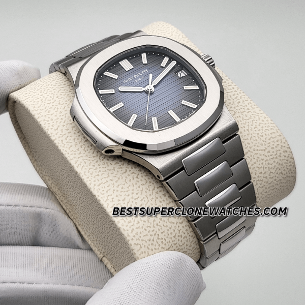Patek Philippe Nautilus White Gold Sunburst Blue Dial 26-330 S C Swiss Super Clone Watch Ref-5811/1G-001 - Image 3