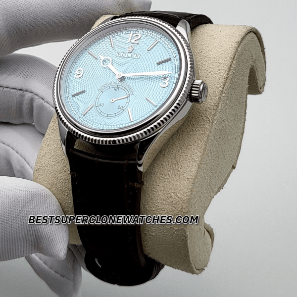 Rolex 1908 Platinum Ice Blue Dial Alligator Strap 7140 Swiss Super Clone Watch Ref-52506 - Image 2
