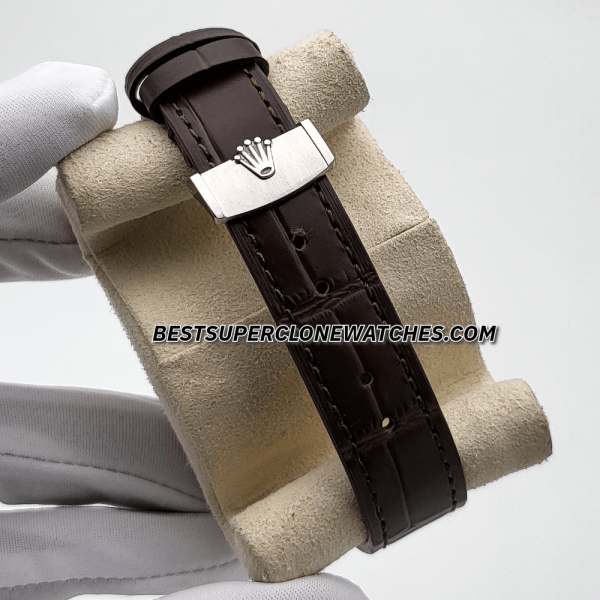 Rolex 1908 Platinum Ice Blue Dial Alligator Strap 7140 Swiss Super Clone Watch Ref-52506 - Image 4