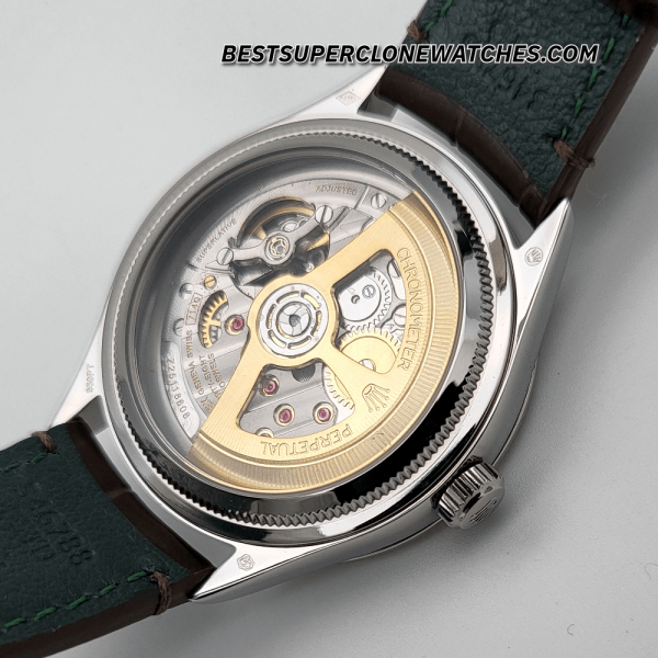 Rolex 1908 Platinum Ice Blue Dial Alligator Strap 7140 Swiss Super Clone Watch Ref-52506 - Image 5