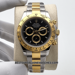 Rolex Daytona Yellow Rolesor Black Dial 4131 Swiss Super Clone Watch Ref-126503