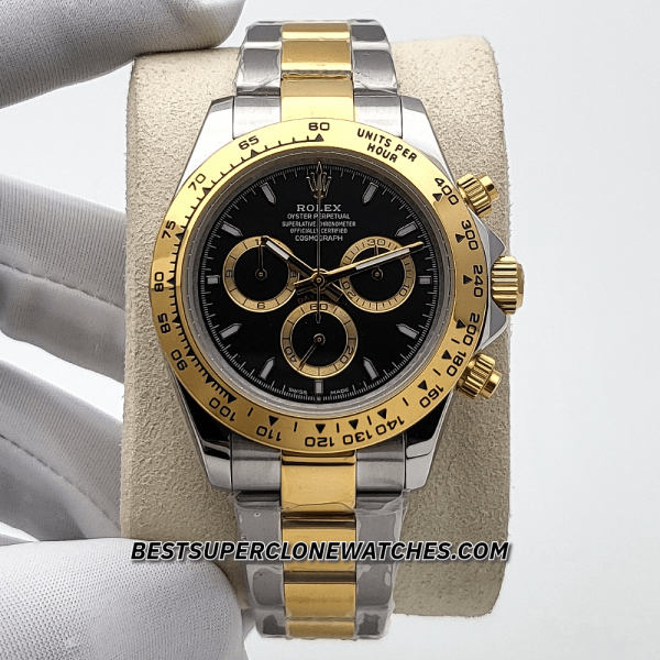 Rolex Daytona Yellow Rolesor Black Dial 4131 Swiss Super Clone Watch Ref-126503