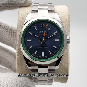 Rolex Milgauss Blue Dial Domed Bezel 3131 Swiss Super Clone Watch Ref-116400GV