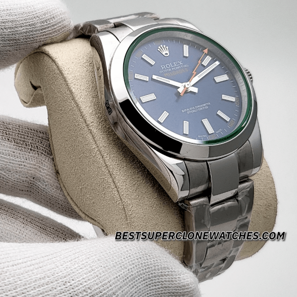 Rolex Milgauss Blue Dial Domed Bezel 3131 Swiss Super Clone Watch Ref-116400GV - Image 3